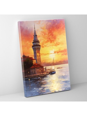 Popcasso Istanbul Galata Kulesi Geleneksel Yağlı Boya Kanvas Tablo