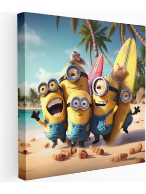 Popcasso Plaj Eğlencesi Temalı Minionlar Kanvas Tablo