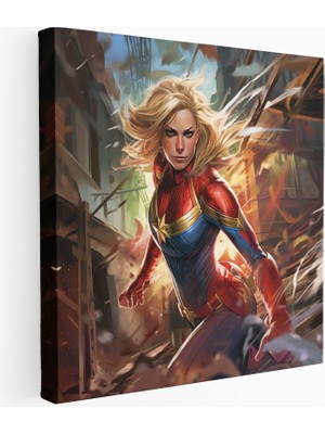 Popcasso Kaptan Marvel Temalı Kanvas Duvar Tablosu
