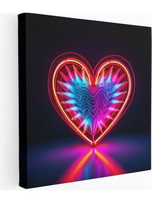 Popcasso Canlı Neon Kalp Deseni Kanvas Tablo