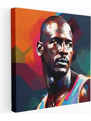 Popcasso Stilize Portre ile Modern Dijital Illüstrasyon Kanvas Tablo - Michael Jordan