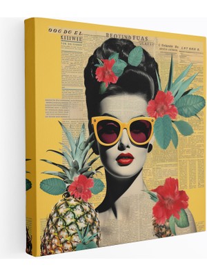 Popcasso Retro Ananas Desenli Kanvas Tablo