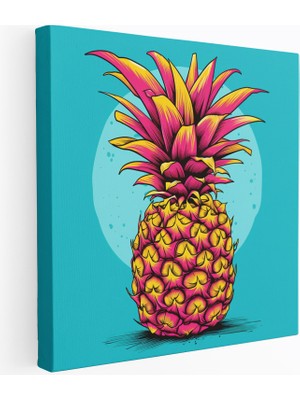 Popcasso Eğlenceli Atmosferli Pop Art Ananas Kanvas Tablo