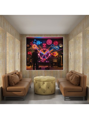 Popcasso Pembe Floyd Neon Şarkı Sözleri Duvar Tablosu Dekoratif Sanat