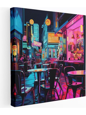 Popcasso Nighthawks Illüstrasyonlu Dekoratif Kanvas Tablo
