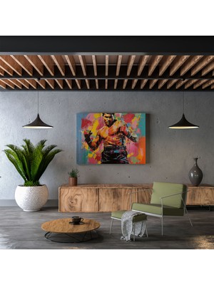 Popcasso Muhammad Ali Portre Kanvas Tablo