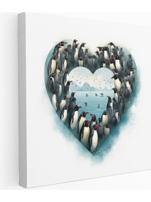 Popcasso Kalp Penguen Duvar Tablosu Sanatsal Penguen Koleksiyonu