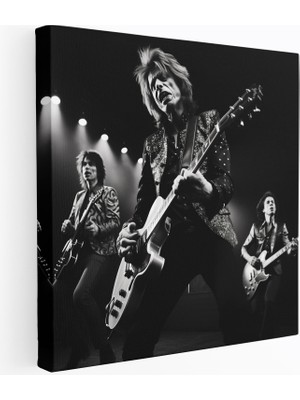 Popcasso Siyah Beyaz Rolling Stones Fotoğrafı Duvar Tablosu