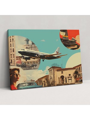 Popcasso Vintage Seyahat Temalı Modern Kanvas Tablo - Seyahat Posterleri ile Duvar Sanatı