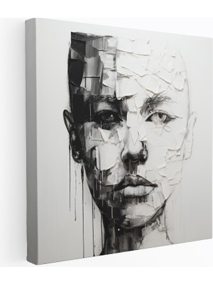 Popcasso Siyah Beyaz Minimalist Sanat Eseri Kanvas Tablo