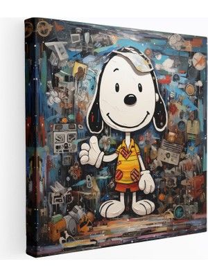 Popcasso Nostaljik Snoopy Temalı Kanvas Tablo - Duvar Sanatı