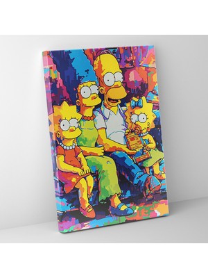 Popcasso Renkli Pop Art Tarzında The Simpsons Kanvas Tablo