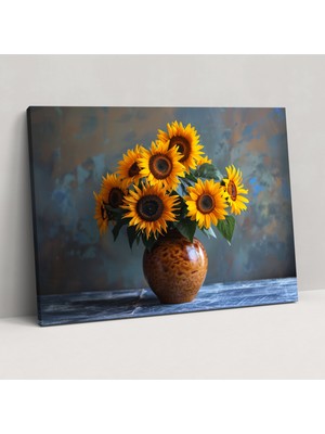 Popcasso Ayçiçekleriyle Süslenmiş Vazo Kanvas Duvar Tablosu - Vincent Van Gogh Sanatı