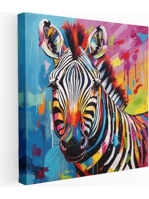 Popcasso Zebra Dinamik Kompozisyonu Dekoratif Kanvas Tablo - Canlı Renklerle Duvar Sanatı