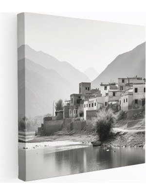 Popcasso Minimalist Dağ Manzarası Köy Fotoğrafı Kanvas Tablo