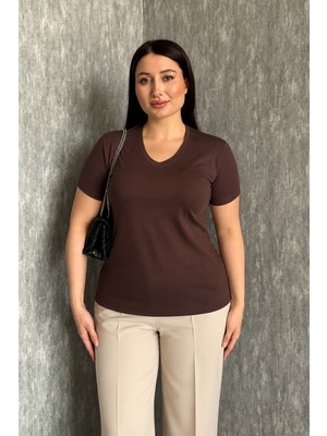 Modaplaza Kadın V Yaka Kısa Kol Basic Body 829