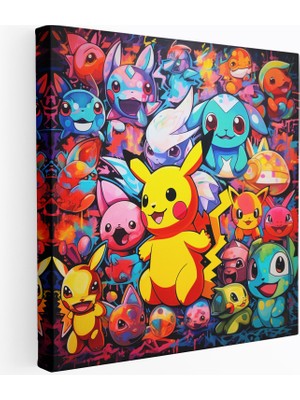 Popcasso Pop Art Tarzında Canlı Renklerle Pokemon Temalı Kanvas Tablo