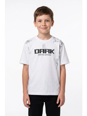 FullaModa Dark Baskılı Bisiklet Yaka Erkek Çocuk Tişört