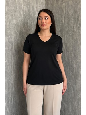 Modaplaza Kadın V Yaka Kısa Kol Basic Body 829