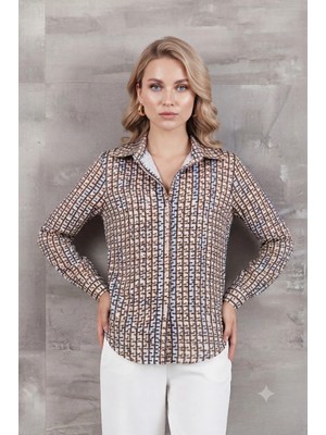 FullaModa Geometrik Desenli Regular Fit Gömlek