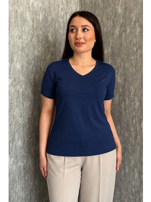Modaplaza Kadın V Yaka Kısa Kol Basic Body 829