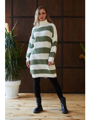FullaModa Şeritli Balıkçı Yaka Triko Tunik