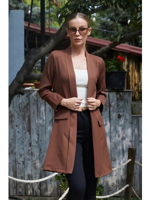 FullaModa Kolu Katlı Şal Yaka Blazer Ceket
