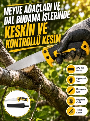Enco Store Kılıflı Budama Bahçe Testeresi 270 mm Düz Bıçaklı