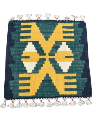 Kilim Antik El Dokuma Kare Köşe Sandalye Minderi Pınarbaşı Kayseri Yün Kilim 1689 - Yeni - Çok Renkli