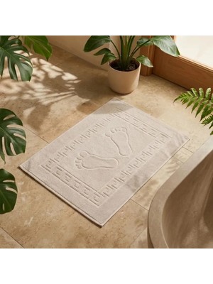 Botti Home Premium %100 Pamuklu Ayak Havlusu | Jakarlı Ayak Izi Desenli Banyo Ayak Havlusu | Yüksek Emici Yumuşak Banyo Havlusu 50 x 70 cm | Modern Ev Tekstili Banyo Ayak Havlusu