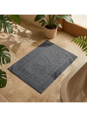 Botti Home Premium %100 Pamuklu Ayak Havlusu | Jakarlı Ayak Izi Desenli Banyo Ayak Havlusu | Yüksek Emici Yumuşak Banyo Havlusu 50 x 70 cm | Modern Ev Tekstili Banyo Ayak Havlusu