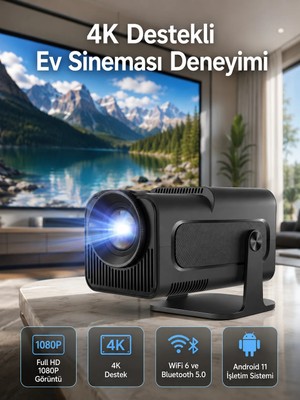 Skygo 4K Android Smart Wi-Fi Çift Kollu Projeksiyon Game Box Kumandalı Taşınabilir Yeni Nesil