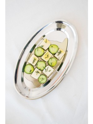 Hsc Bilişim Çelik 33 cm Salata Servis/sunum Tepsi Metal Tabak