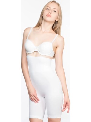 paris store Beyaz Yüksek Bel Desenli Double Uzun Paça Korse