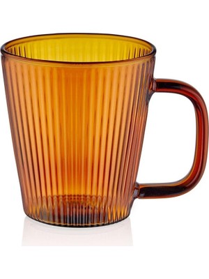 Hsc Bilişim The Mia Striped Borosilikat Cam Kupa Amber 130 ml