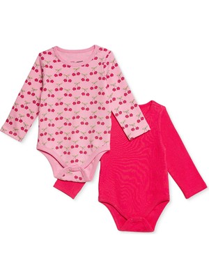 Hellobaby Kız Bebek 2li Uzun Kol Body Çıtçıtlı Yaka Uzun Kol