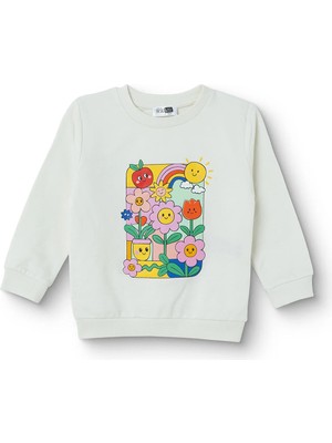 Hellobaby Kız Bebek Sweatshirt Hayvan Baskılı Bisiklet Yaka Uzun Kol