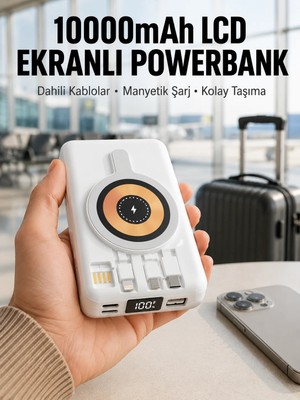 Mestore LCD Göstergeli Manyetik Powerbank Type C USB Girişli Yeni Nesil