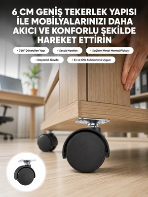 Ucuz Tekno Kilitsiz 6 cm Tekerlek Ayak Tek Adet