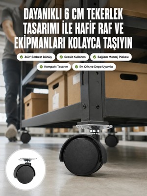 Ucuz Tekno 6 cm Döner Kilitsiz Ayak Tek Parça