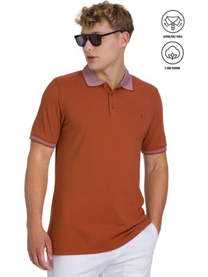 Hatemoğlu Kiremit Regular Fit 100% Pamuklu Polo Yaka Tişört