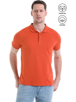 Hatemoğlu Kiremit Regular Fit Düz 100% Pamuklu Polo Yaka Tişört