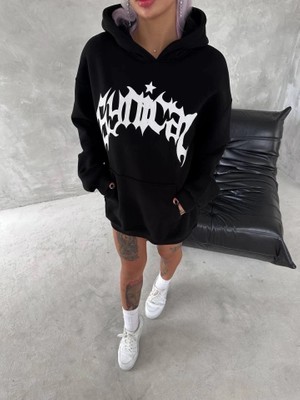 Beruflic Unisex Üç Iplik Kapşonlu Baskılı Sweatshirt