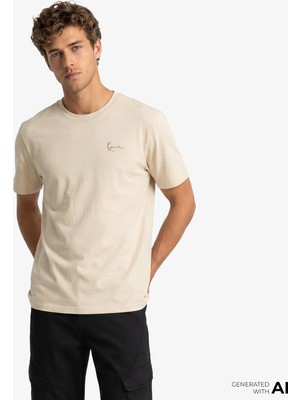 Karl Kani Slogan Boxy Erkek Bej T-Shirt.beı