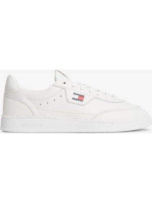 Tommy Hilfiger The Greenwich Edge Leather Kadın Bej Spor Ayakkabı.ybl