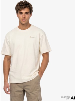 Karl Kani Signature Washed Oversized Erkek Beyaz T-Shirt.wht