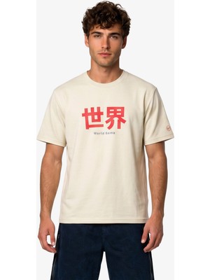 United4 Unıted4 Regular Fit Erkek Krem T-Shirt.tas
