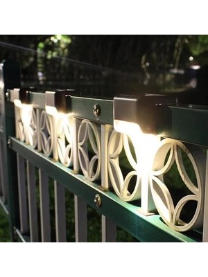 Epilons Solar Güneş Enerjili Şarj Edilen Köşebent Merdiven Veranda Bahçe Yolu LED Lamba Işık 4 Adet