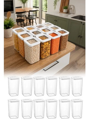 Omilife 12'li Vakumlu Kare Saklama Kabı Seti 1200 ml Şeffaf Kapaklı Gıda Saklama Kabı VP-184