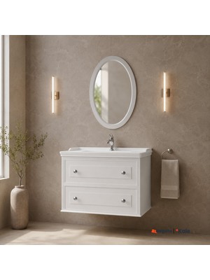 Kale Miro 100 Cm Mat Beyaz Banyo Dolabı Takımı